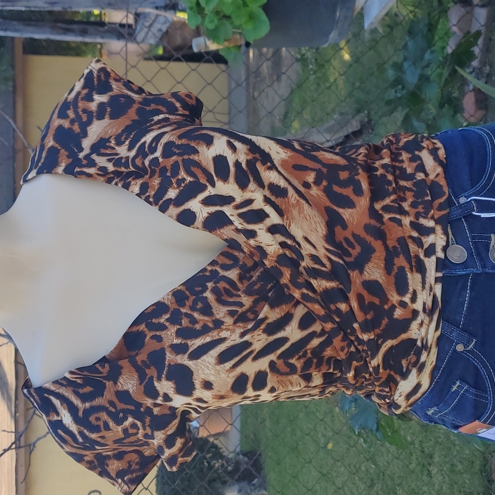 Leopard print, black with flowers and yellow with flowers shirt